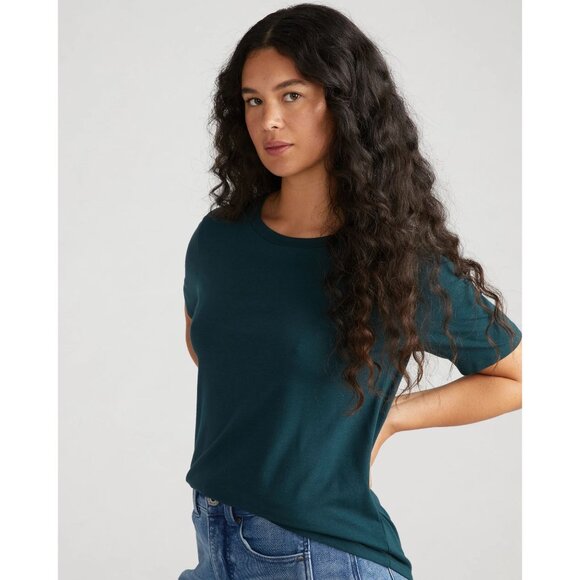 Universal Standard Tee Rex Peruvian Pima Cotton T Shirt in Deep Sea Green Size X - Picture 2 of 10